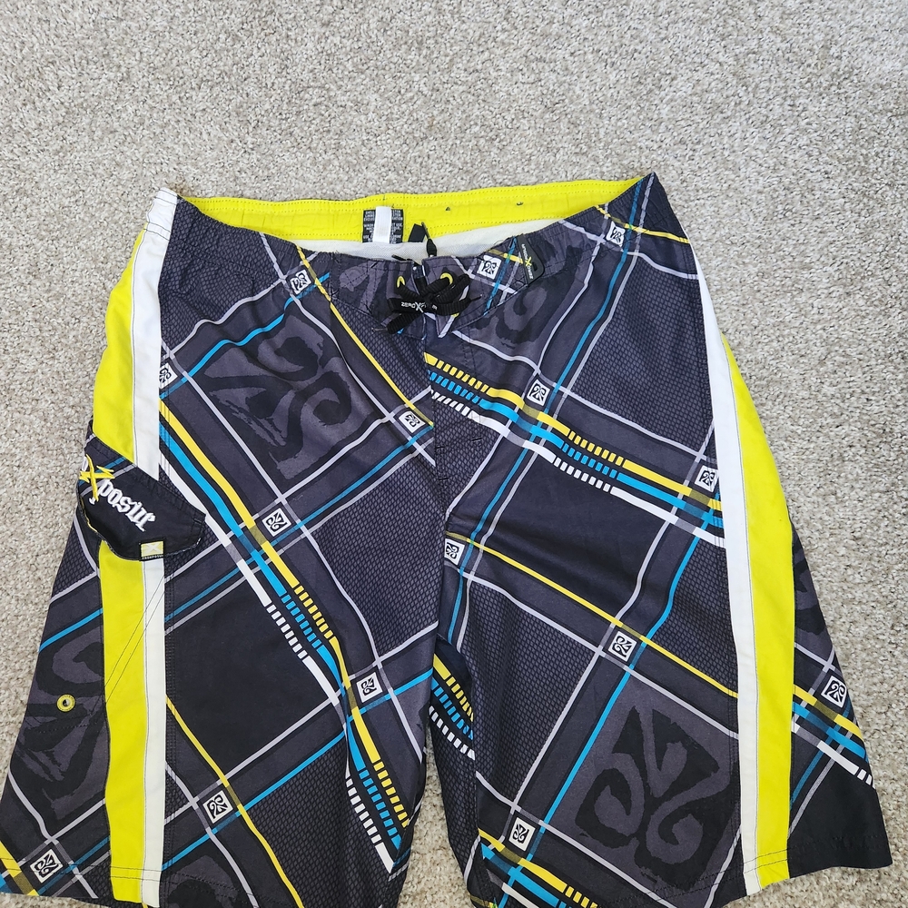 Boy's Graphic Swim Board Shorts - Black and Yellow